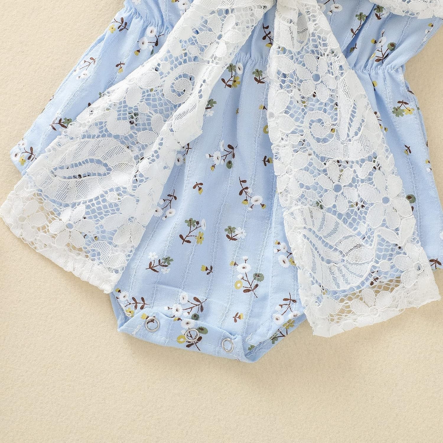 Newborn Infant Girl Floral Off Shoulder Romper Lace Jumpsuit Headband Outfit Set