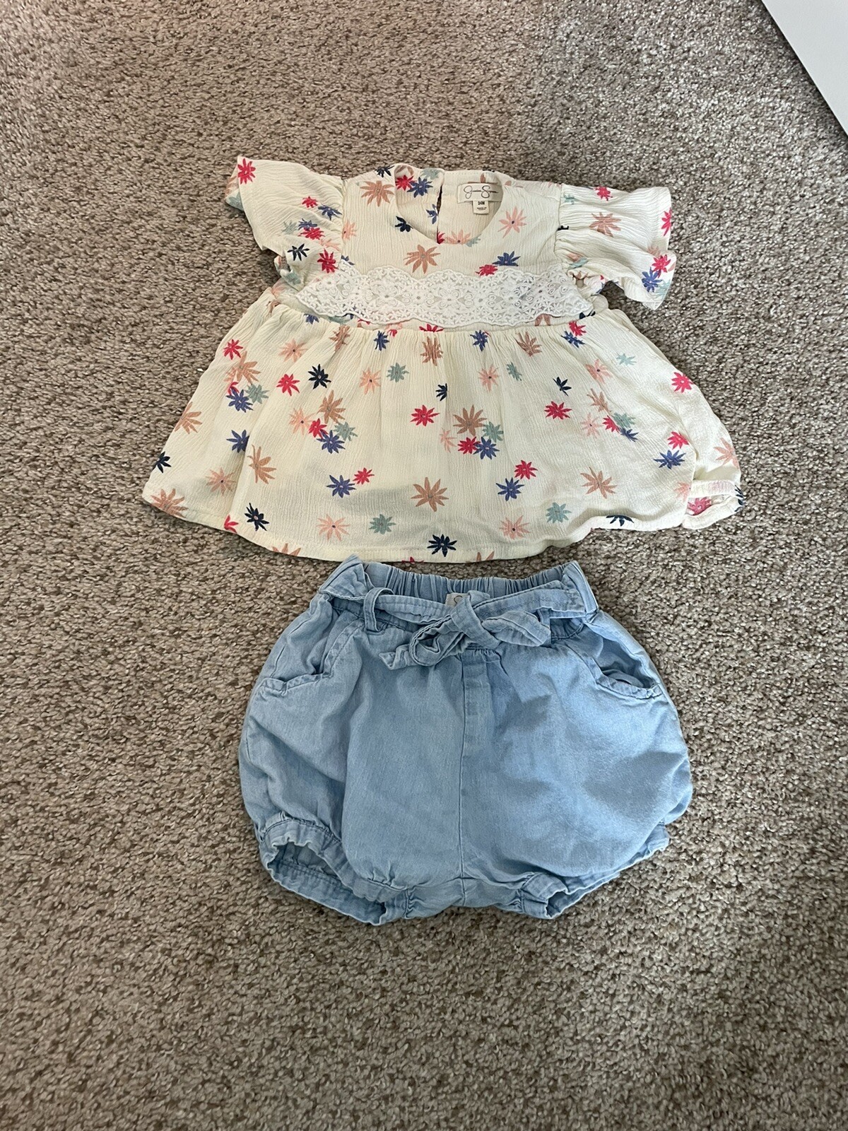 Jessica Simpson Baby Girl Outfit Blouse Shirt Shorts Size 24 Months