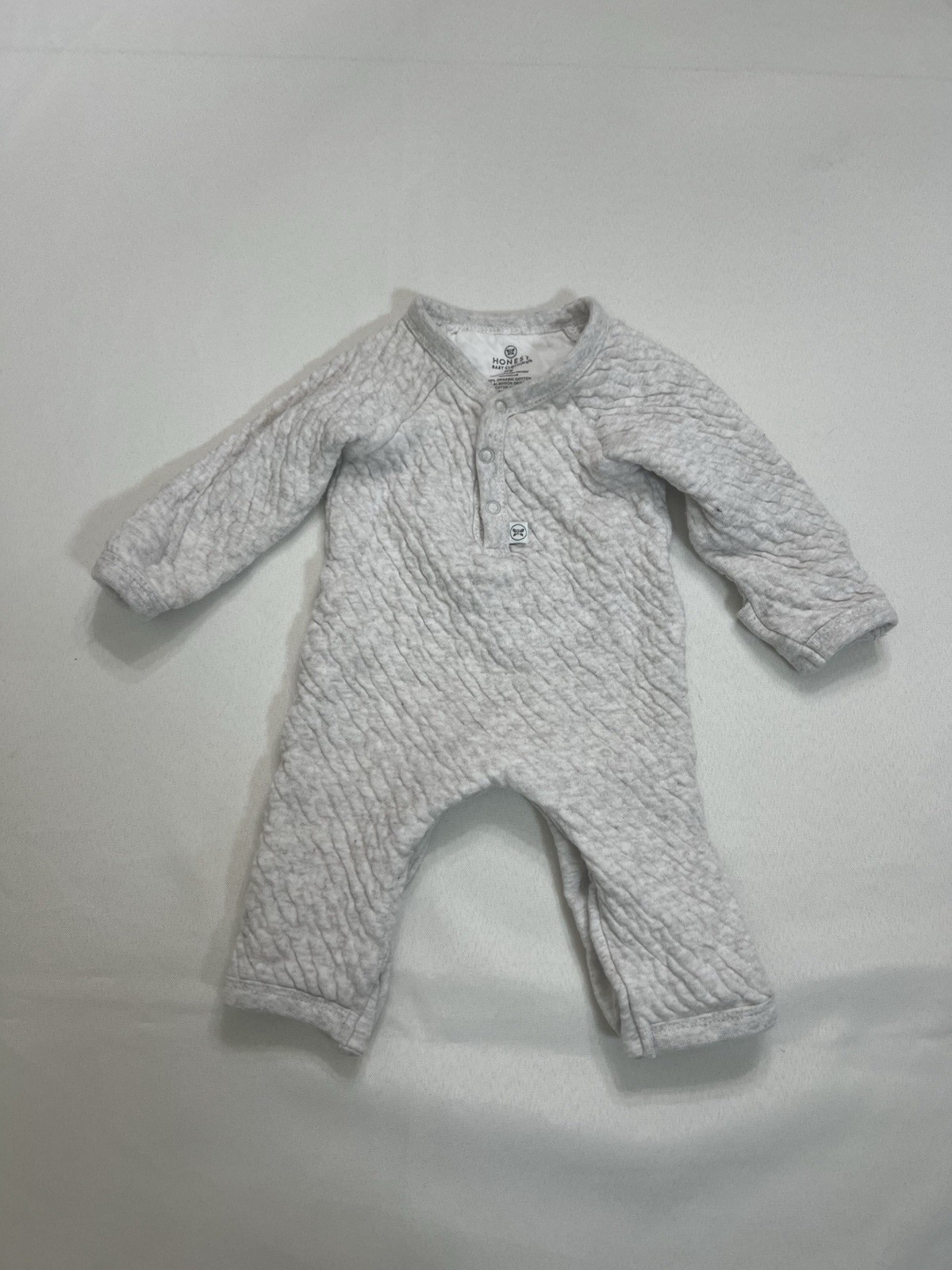 Honest Baby Newborn Sleeper Outfit 0 Gray Full Snap Organic Cotton Mitten Sleeve