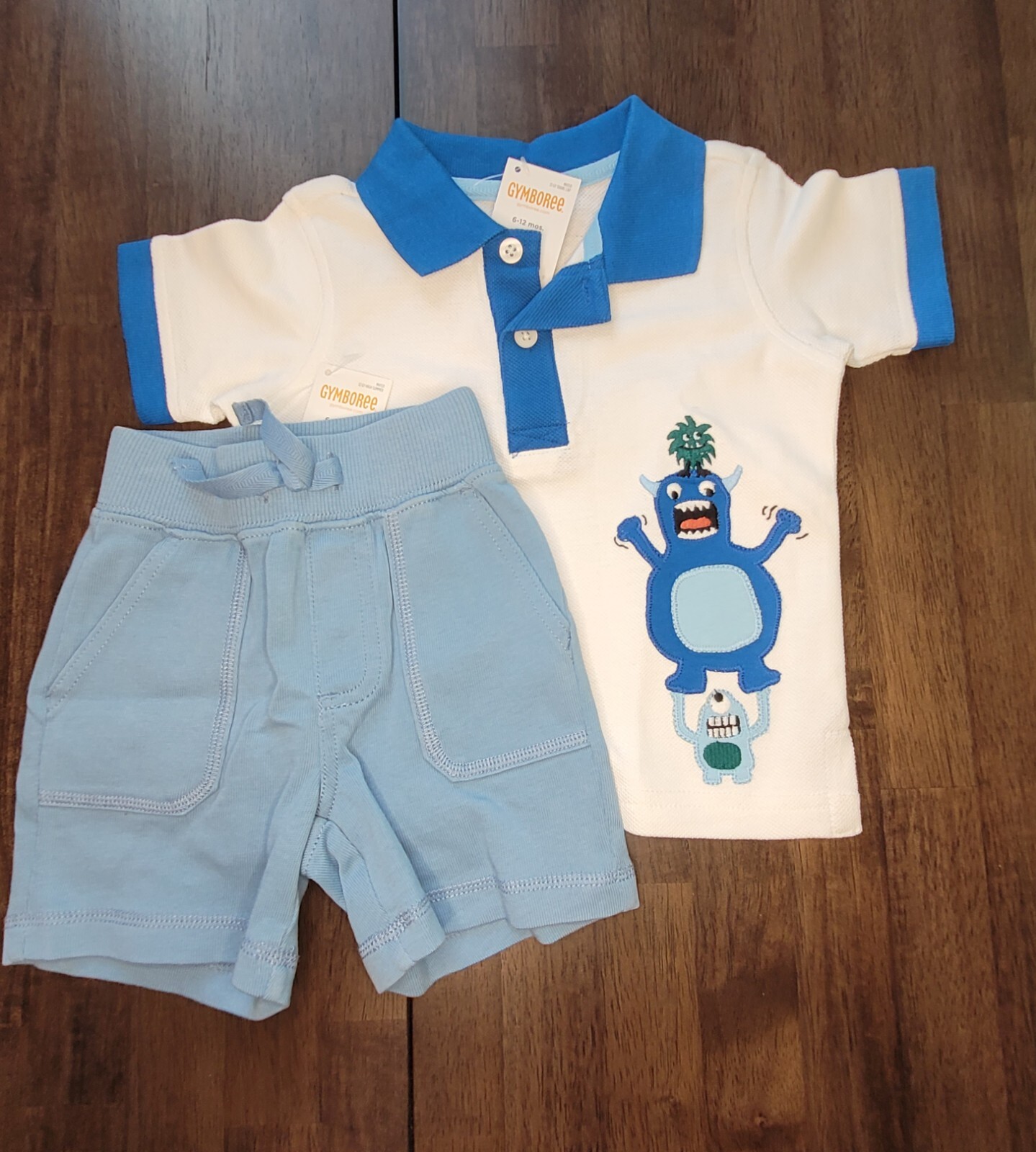 NWT Gymboree SPACE VOYAGER Alien Polo Top & Shorts Set Outfit,6-12 Months