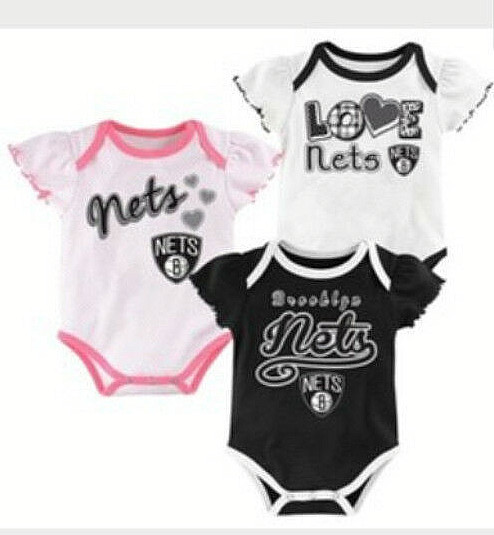 Brooklyn Nets Baby Girls 3 Pack Bodysuit Set 3-6 Months NWT NBA Toddler Newborn