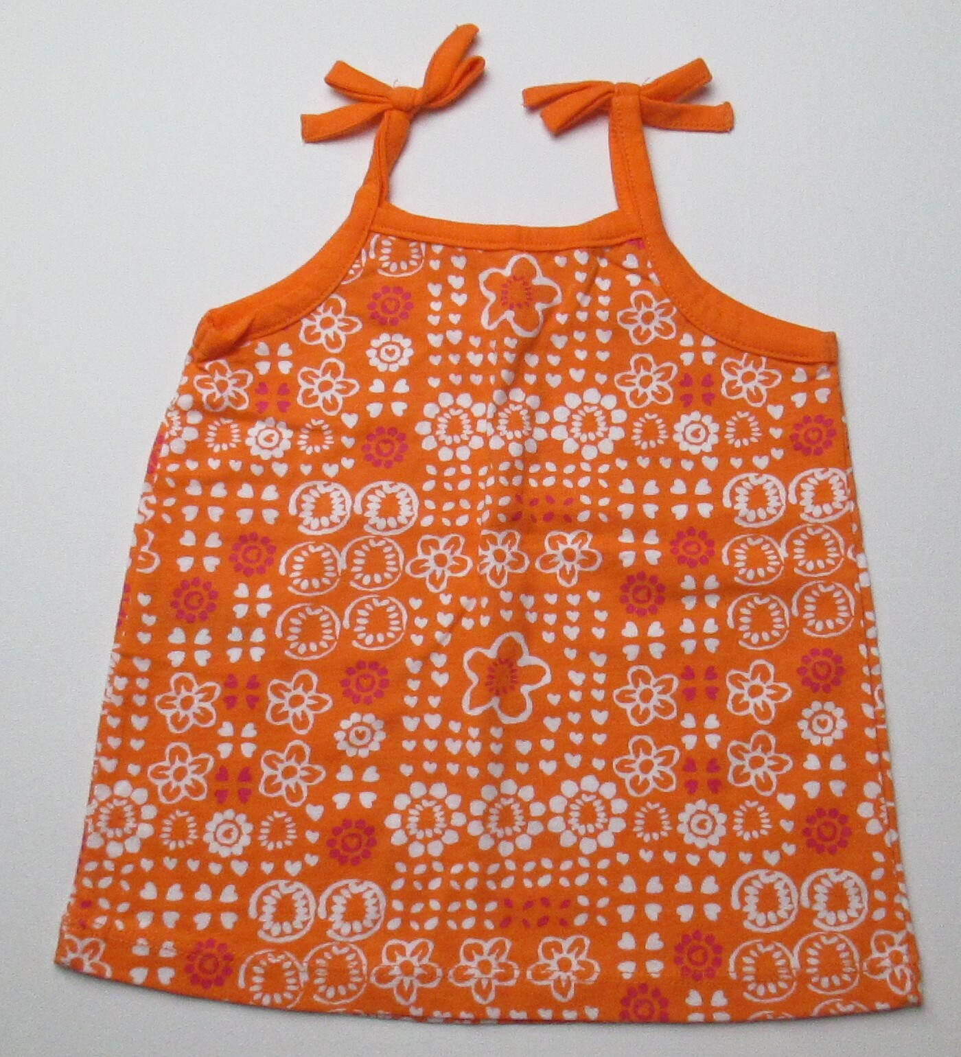 New Infant Baby Girls 12 months Toughskins Orange White Short Set
