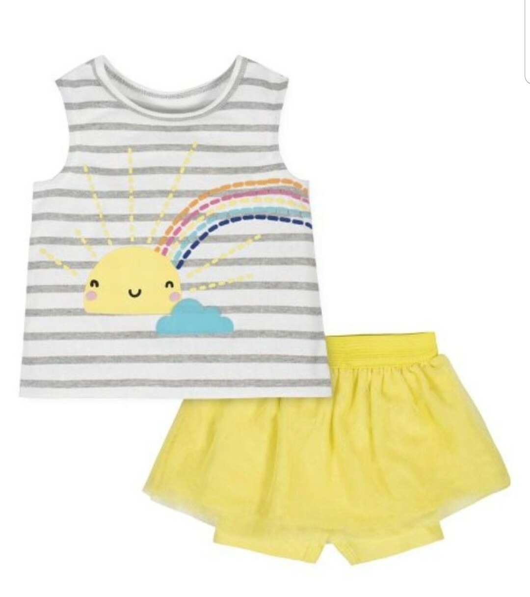 Gerber Gray Striped Sun Tank Yellow Skirted Shorts New Born 5-8 Pounds $22 MSRP