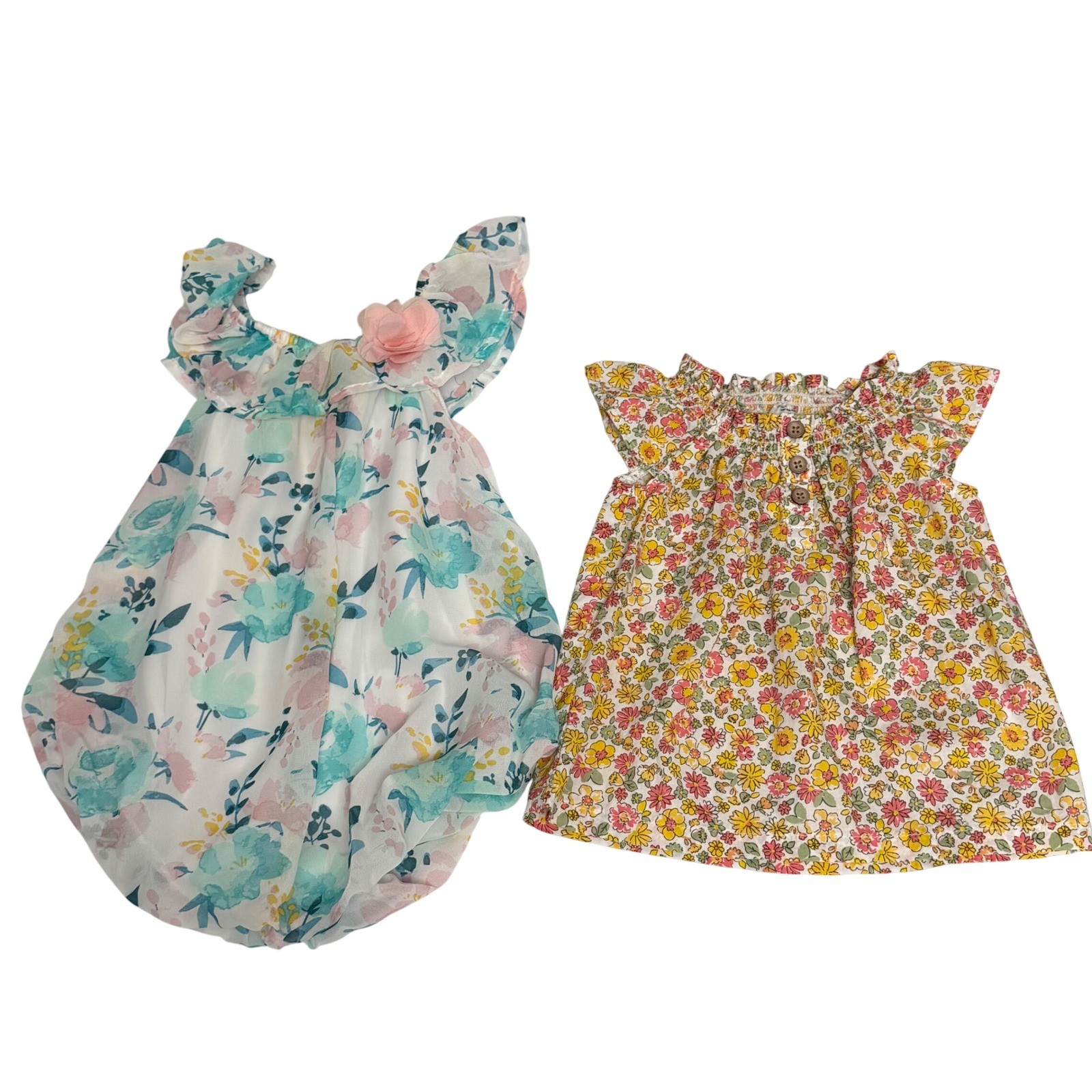 Carters & Emprio Baby Girl Floral Romper and Top Set 6 6-9 Months Pink Teal Boho