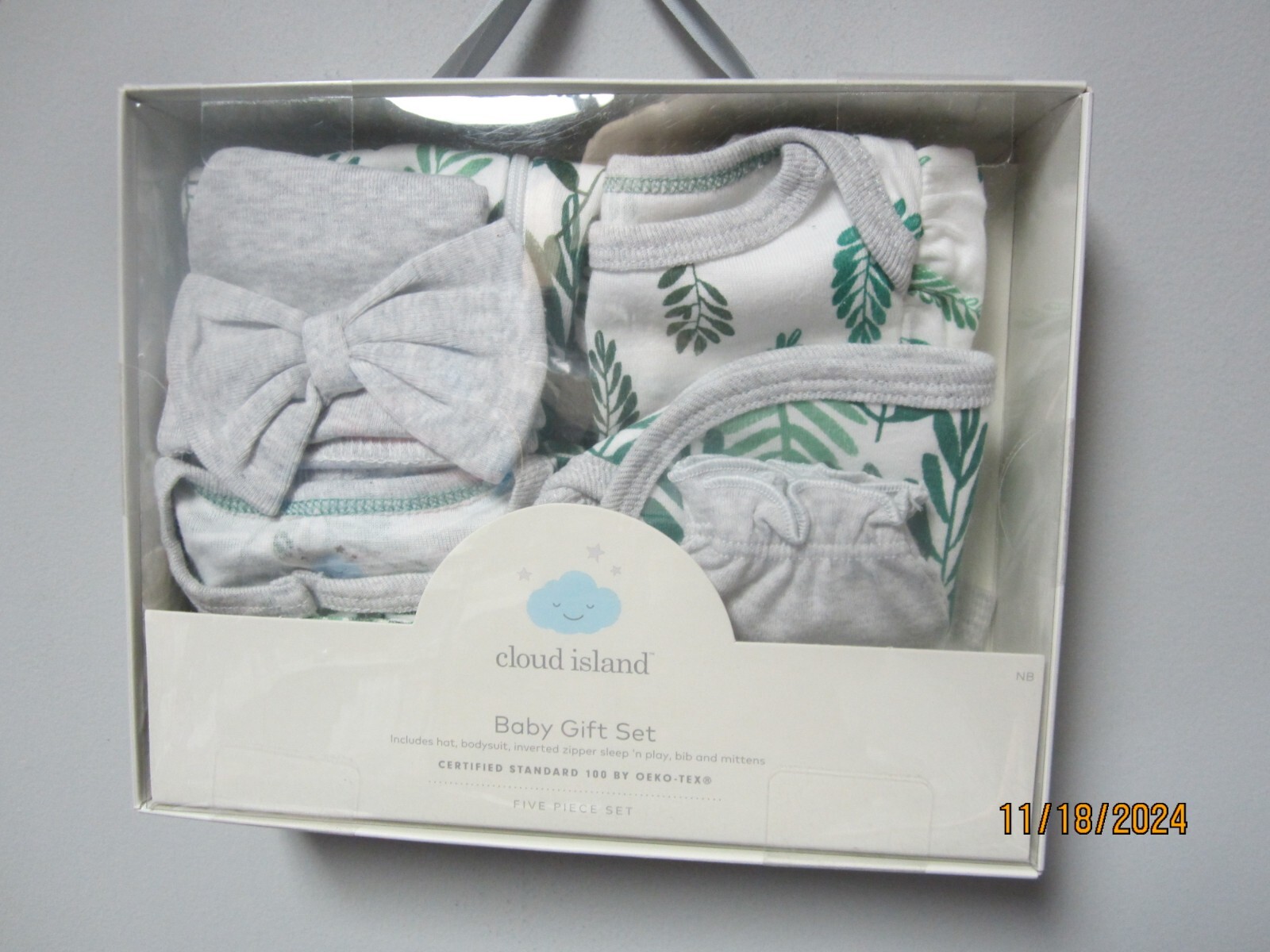 Cloud Island Baby Gift Set 5-Piece Green/Gray Size Newborn