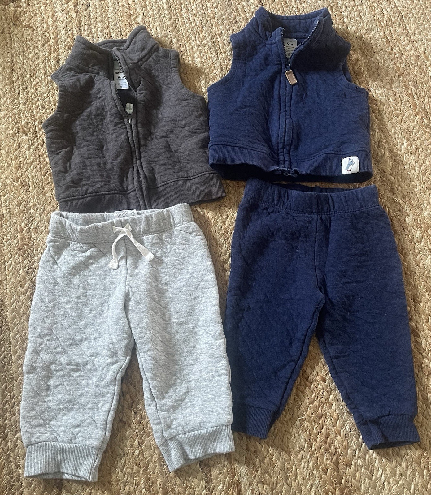 Carter’s 9 Month Outfits Lot – 4 Pieces – Quilted Vest (x2) – Quilted Pants (x2)