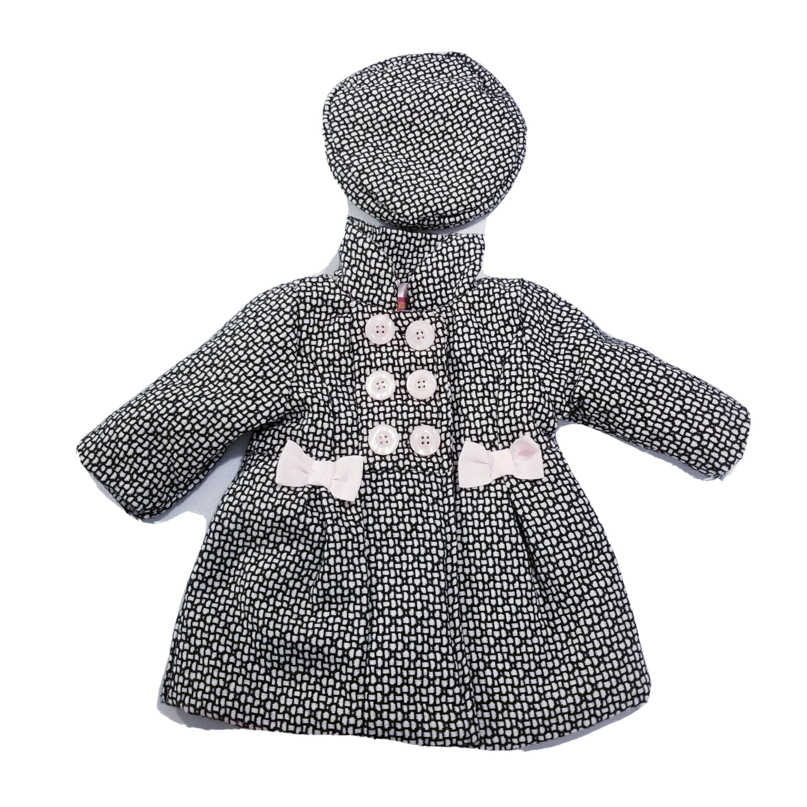 Penelope Mack Jacket Hat Set Baby Girls 12M White Black Dressy Peacoat Winter