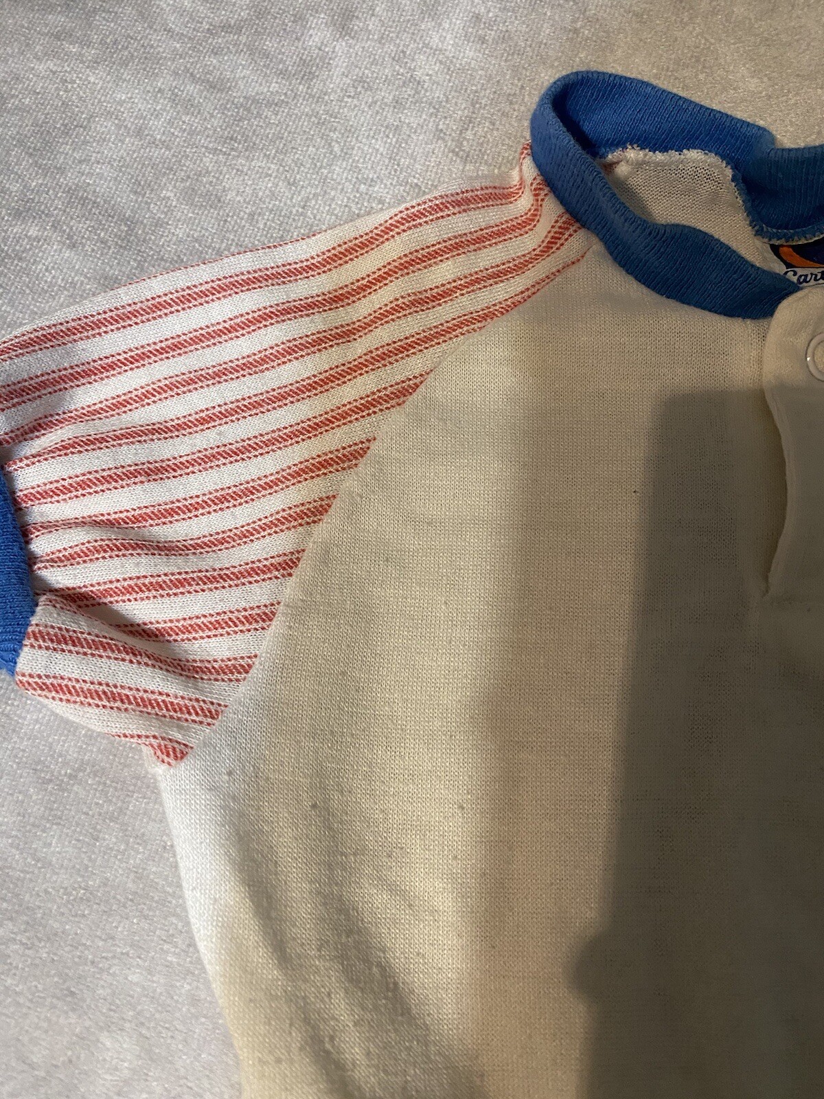 Vintage Carter’s Snap Outfit Pinstripe Peter Pan Collar Size 2 Made In The USA