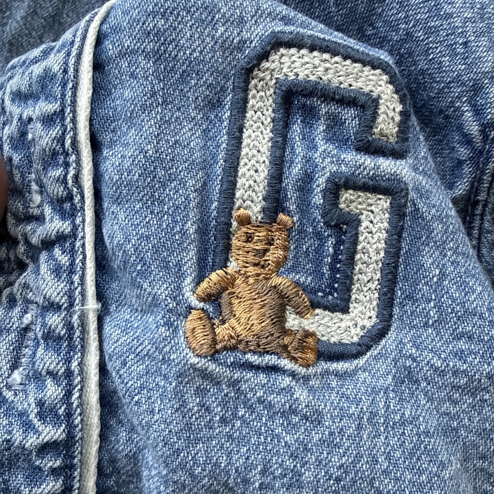 VTG Gap 3-6 Month Jean Shirt and Shorts Set Outfit Baby Boy Girl Blue Denim Bear