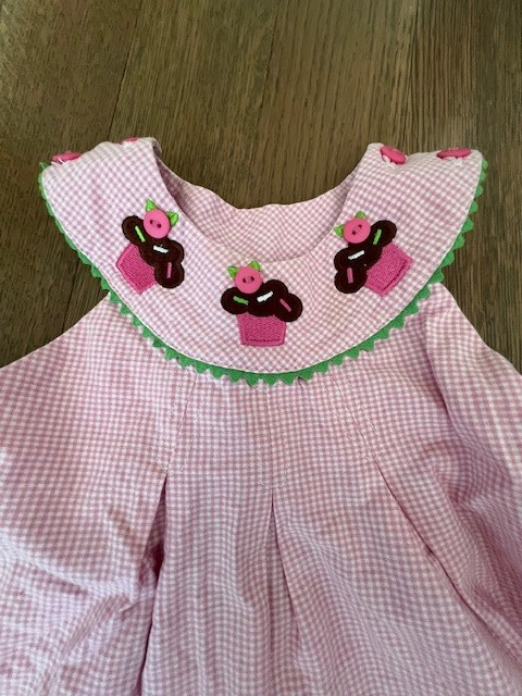 Peaches n’ Cream Vintage Baby Girl EUC 24 Months Pink Gingham Cupcake Top/Pants