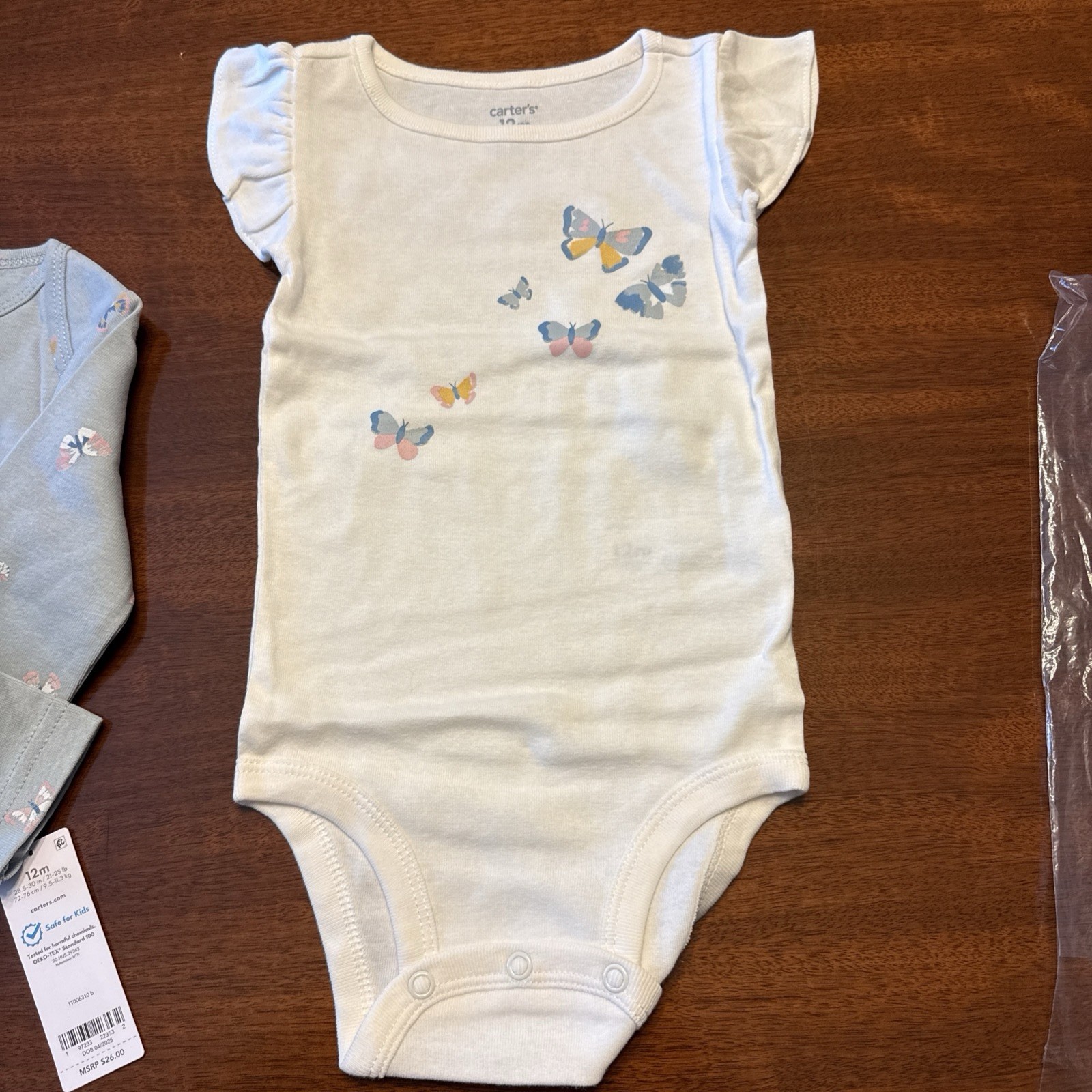 Carters 12 Months Girls 3-piece Butterfly Set For Any Season—new With Tags