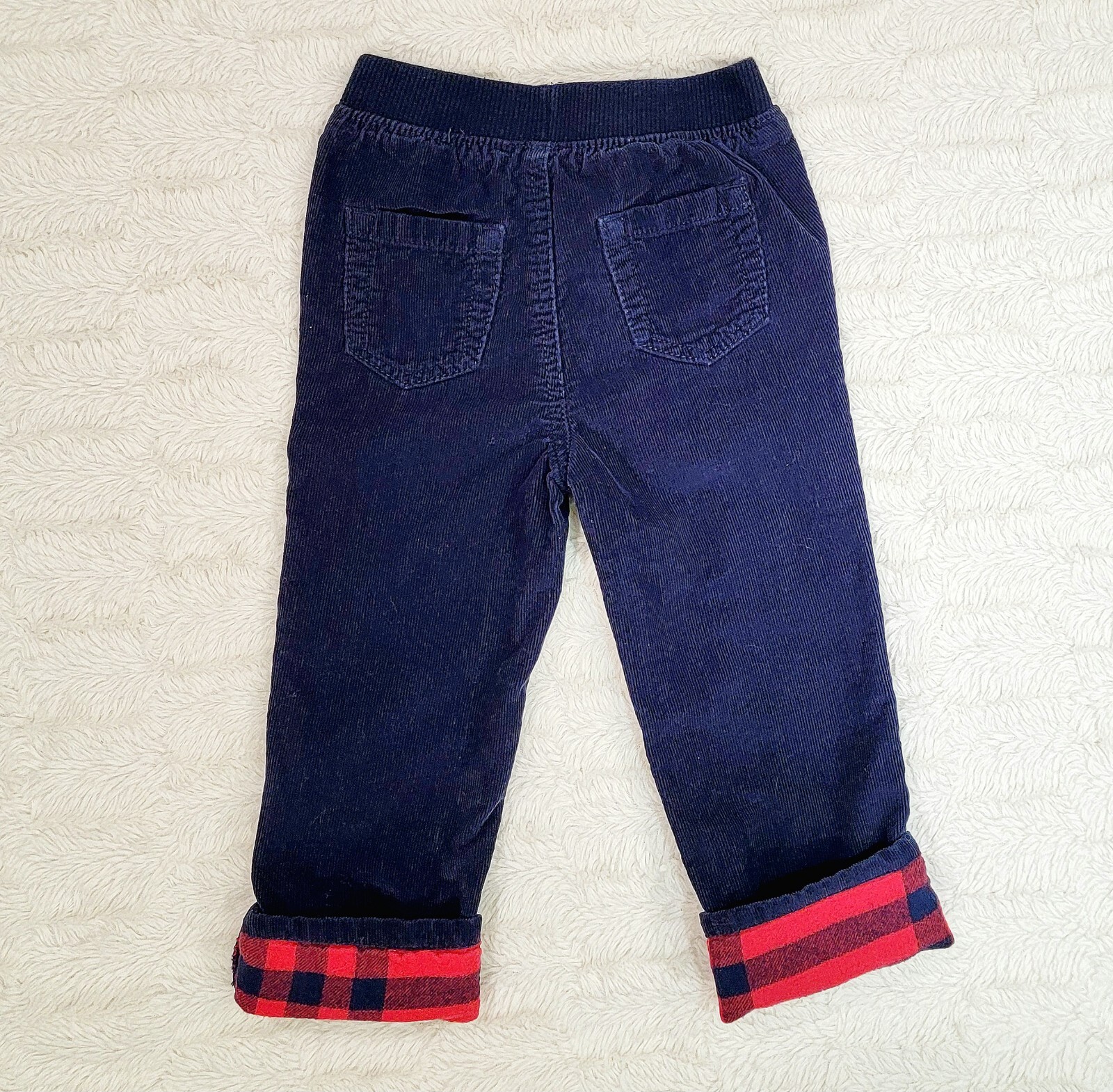 Mixed Brand Outfit Boy 2T LS Red Graphic Tee & Pull-on Navy Cuffed Corduroys