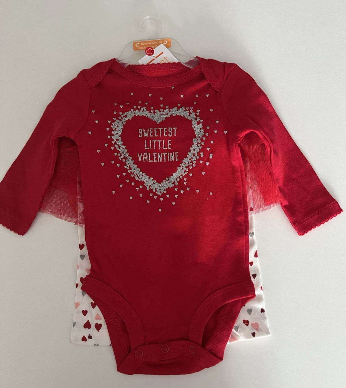 Valentines Set Sparkly Heart Red Top Tutu Pants with small hearts Size 3Months