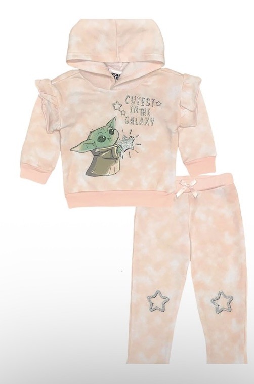 Star Wars Baby Yoda “Cutest in the Galaxy” Pink Hoodie & Pants Set Size 24 mos