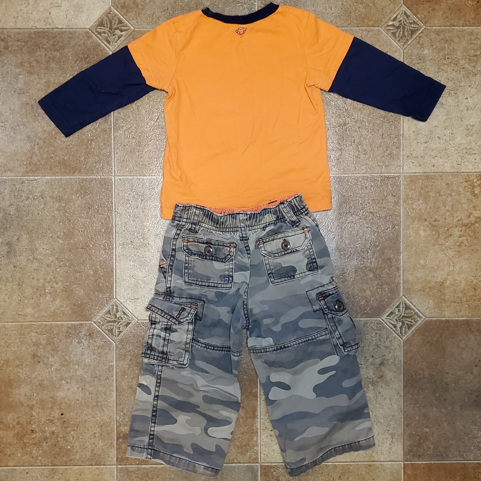 18M Toddler Outfit “Moose are Loose” Long-sleeved with Orange Trim Camo Pants