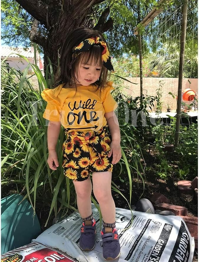 Girls Sunflower Floral Clothing Set (Size 6-12 months) 1st Birthday – NEW US