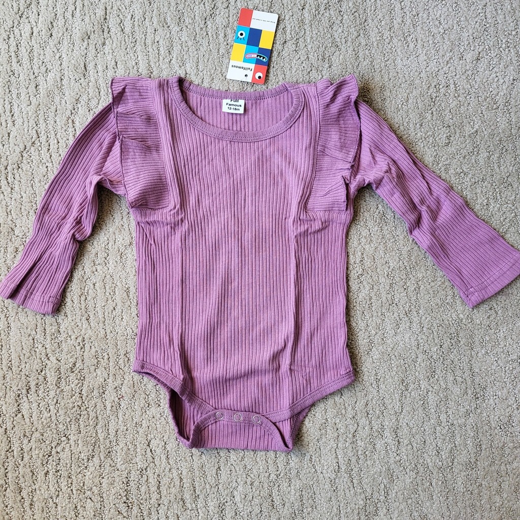 Baby Girl 3-Piece Rib Frill Long Sleeve Romper & Pant Set-Size 12-18 Months–NWT