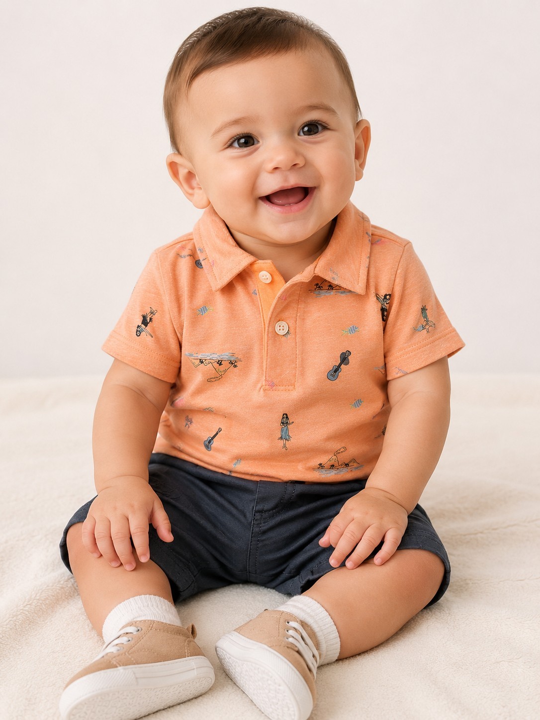 OshKosh B’Gosh Baby Boys’ 2-Piece Luau Jersey Polo & Shorts Set 6-9 Months