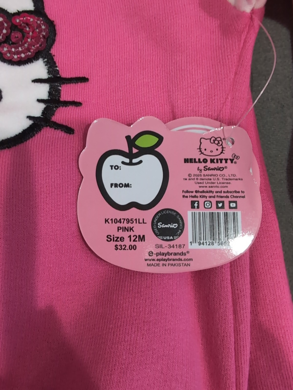 Hello Kitty Long Sleeve Pullover & Pant Set Pink 12 Months NWT MSRP $32