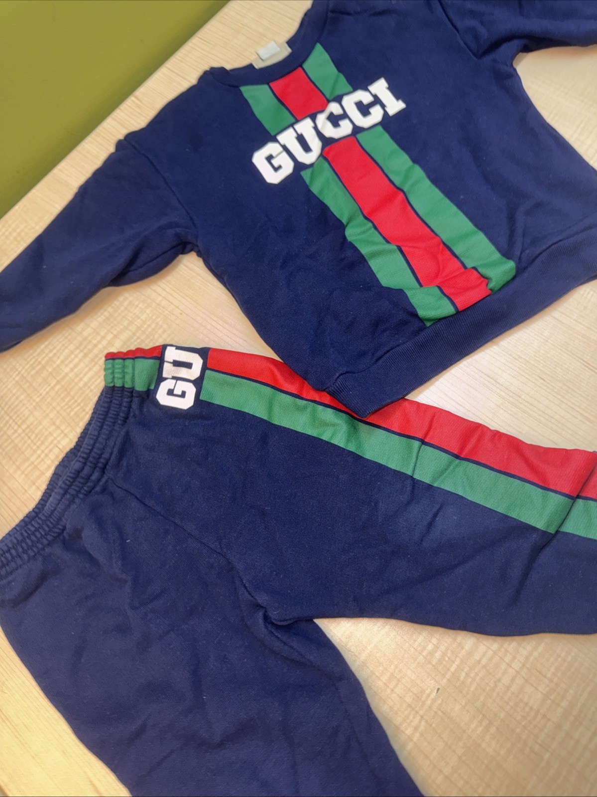 Gucci Baby Jogging Set Navy Blue Red Green 36 Month