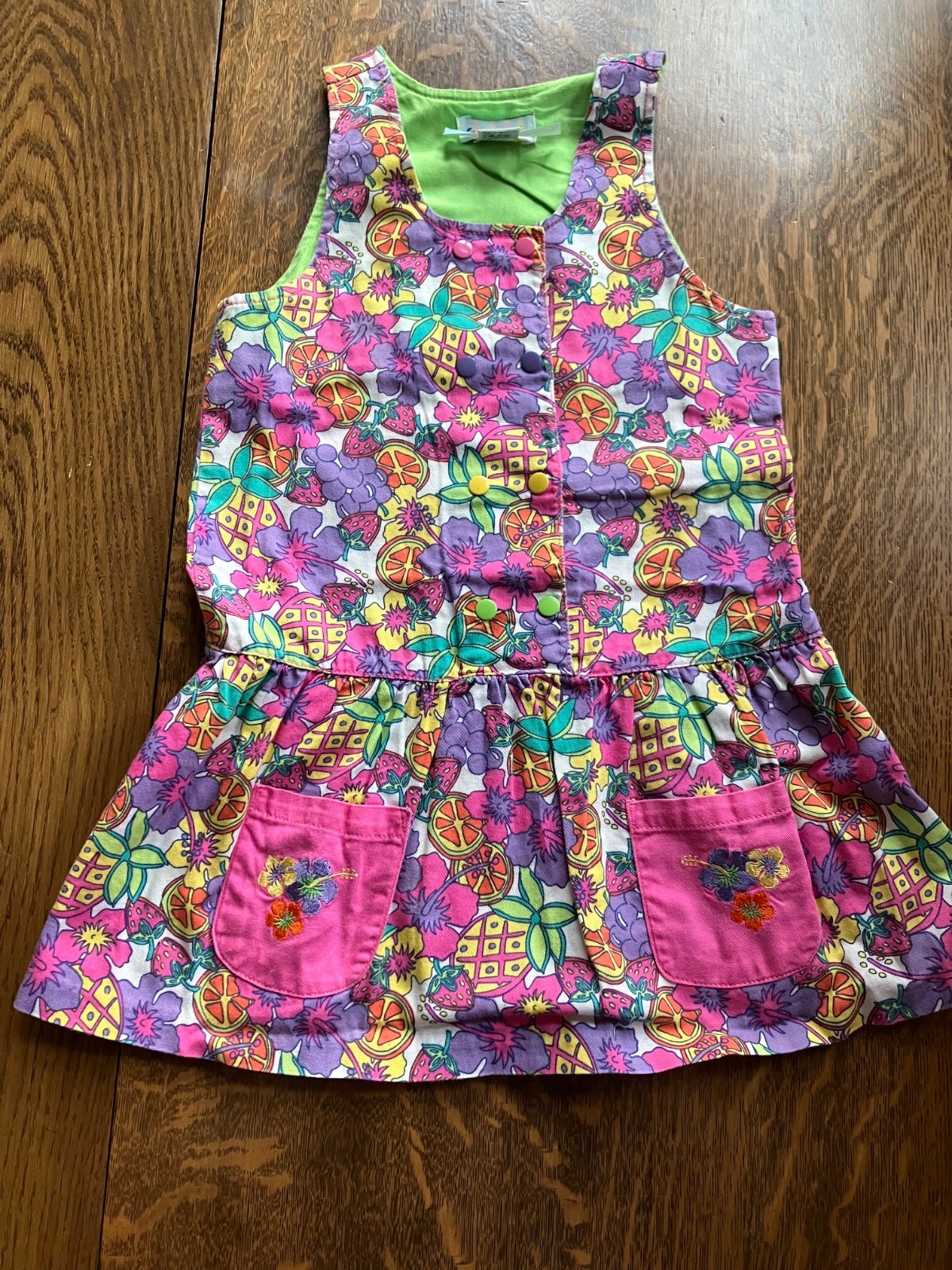 Rainbow tag Vtg Gymboree 1993 Pineapples and Flowers tailored dress 4T 4 5T 5 L