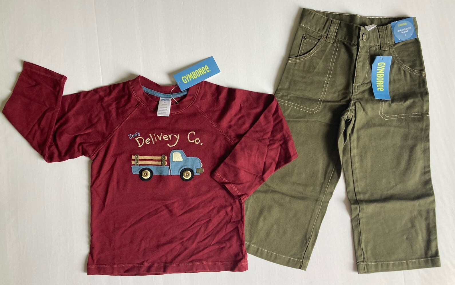 NWT Gymboree American Heritage 3 3T Truck Delivery Co. Tee & Green Canvas Pants