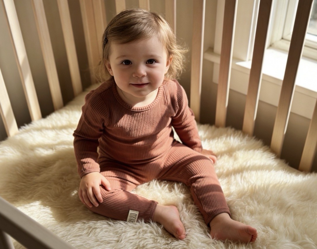 ROSE GOL Baby Ribbed Lounge Set Mauve Dusty Rose 2 Piece Outfit 6-9M