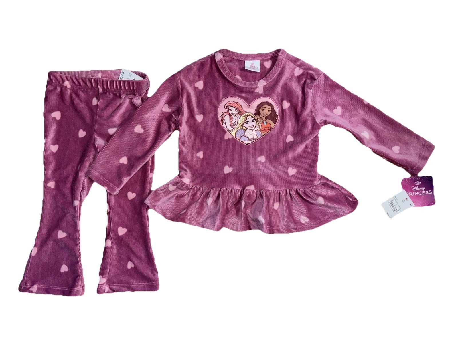 Disney Princess 2 Piece Pink Corduroy Set 18 Months Long Sleeve Shirt Pants