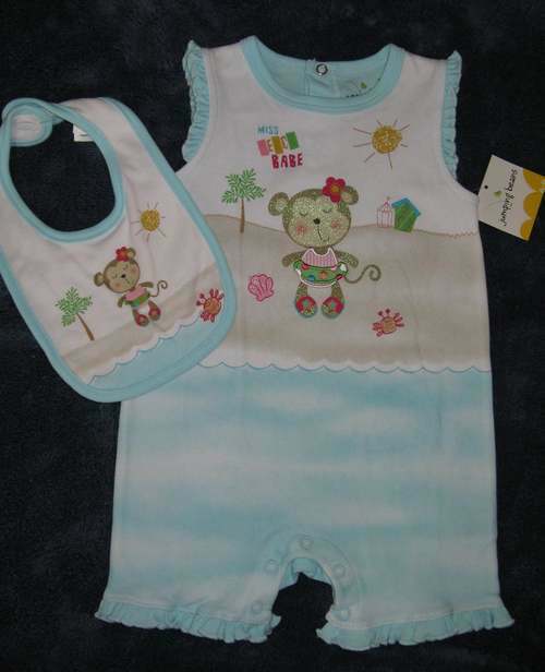 Jumping Beans size 0-3 Months Girls 2 Pc MISS BEACH BABE Romper Set NWT