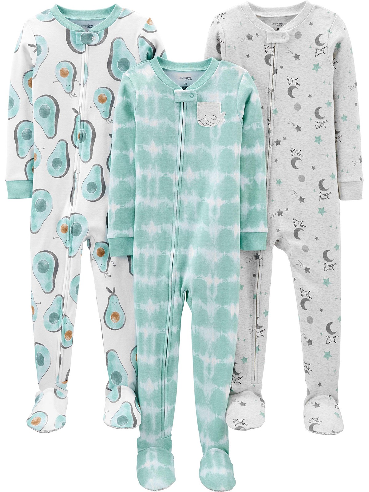 Simple Joys by Carter’s Baby and Toddler 3Pack SnugFit Footed Cotton Pajamas