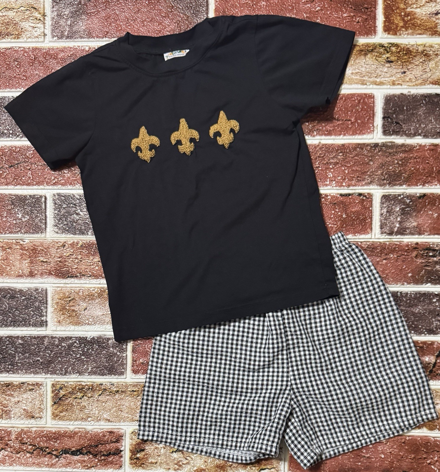 Saving Grace Smocks French Knot Fleur De Lis Shirt & Shorts Set 4t Boys Boutique