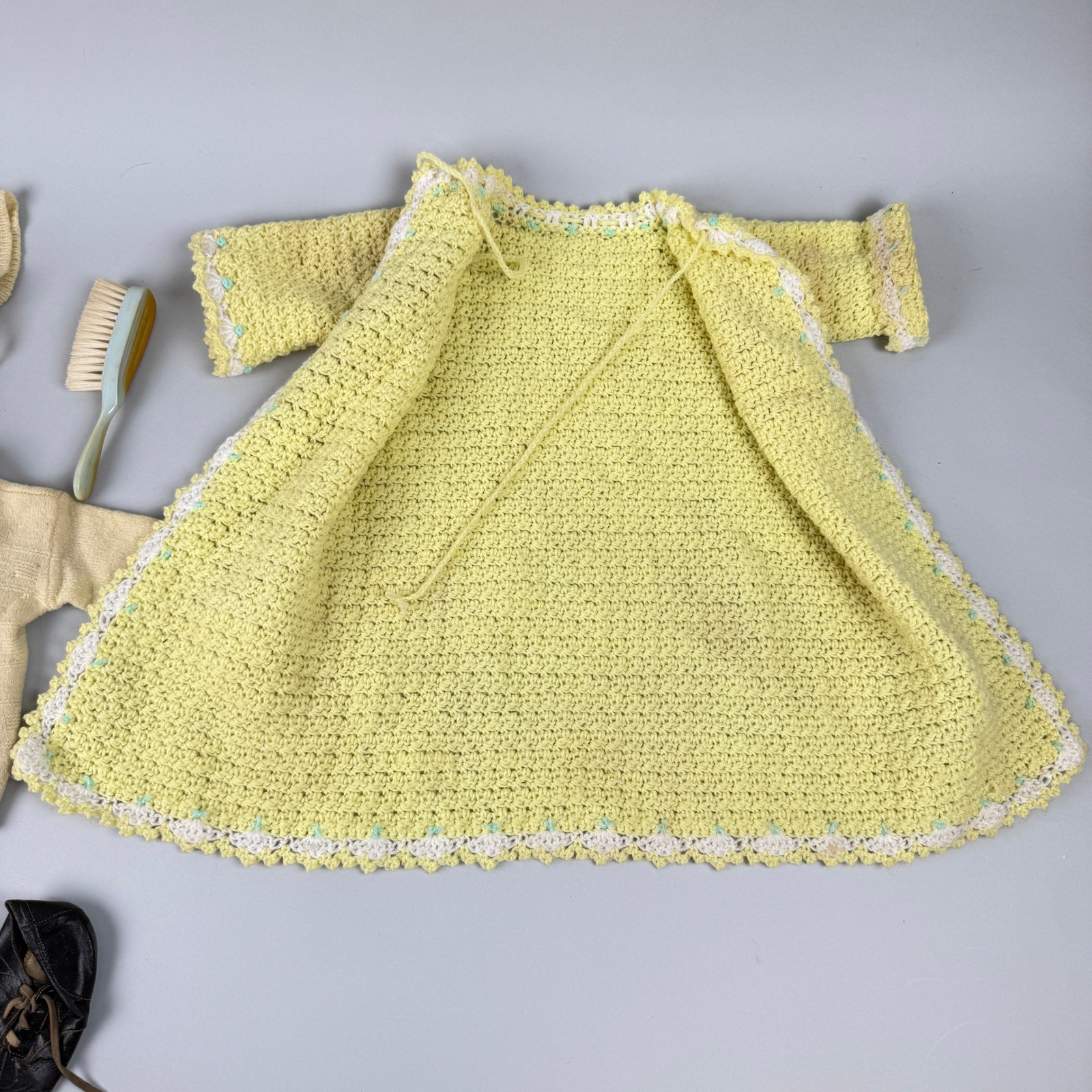 Vintage KnitTown Baby Layette Set Bonnet Sweater Pants Shoes lot