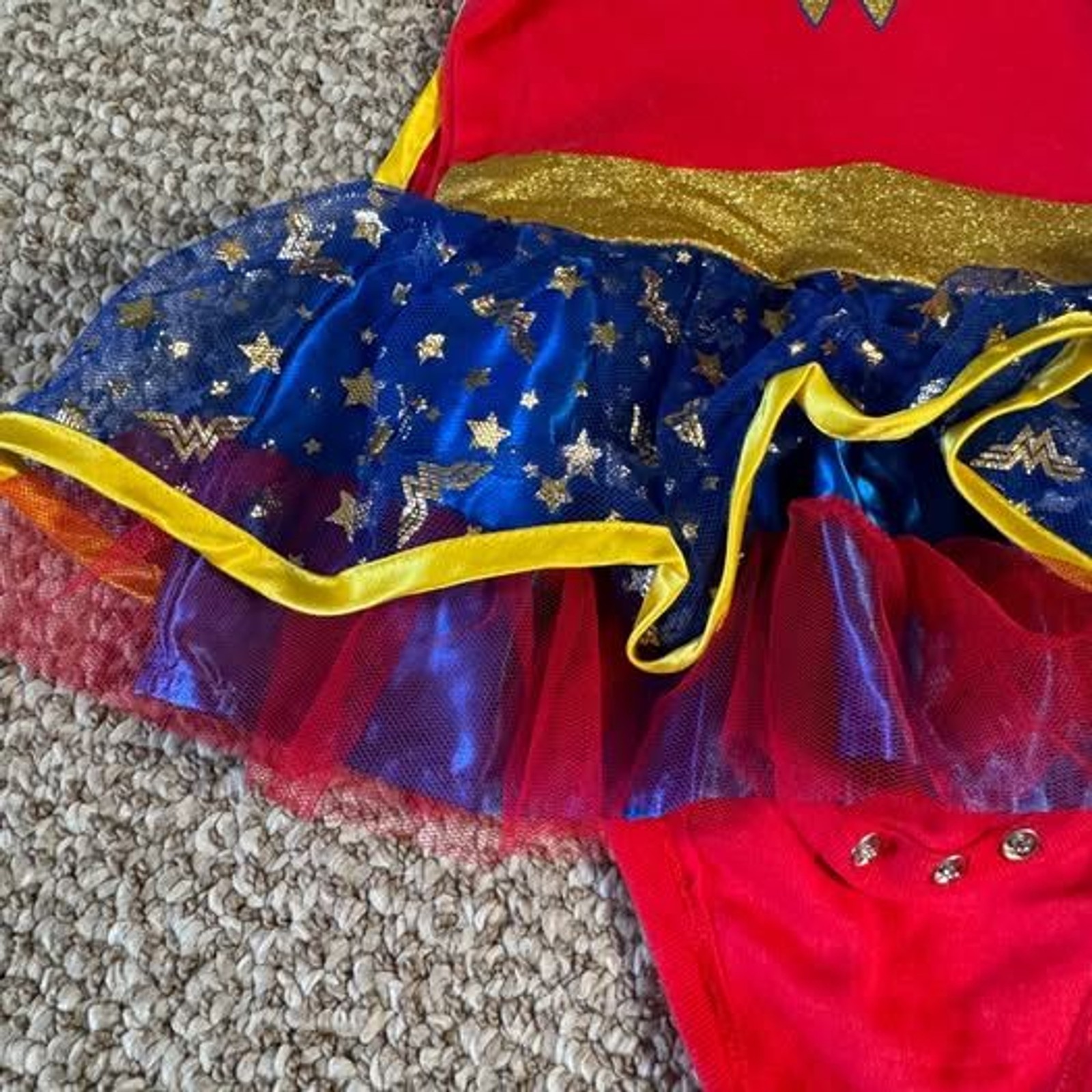 DC Wonder Woman Baby Girl Costume Tutu Bodysuit Cape Headband 3-6 Months