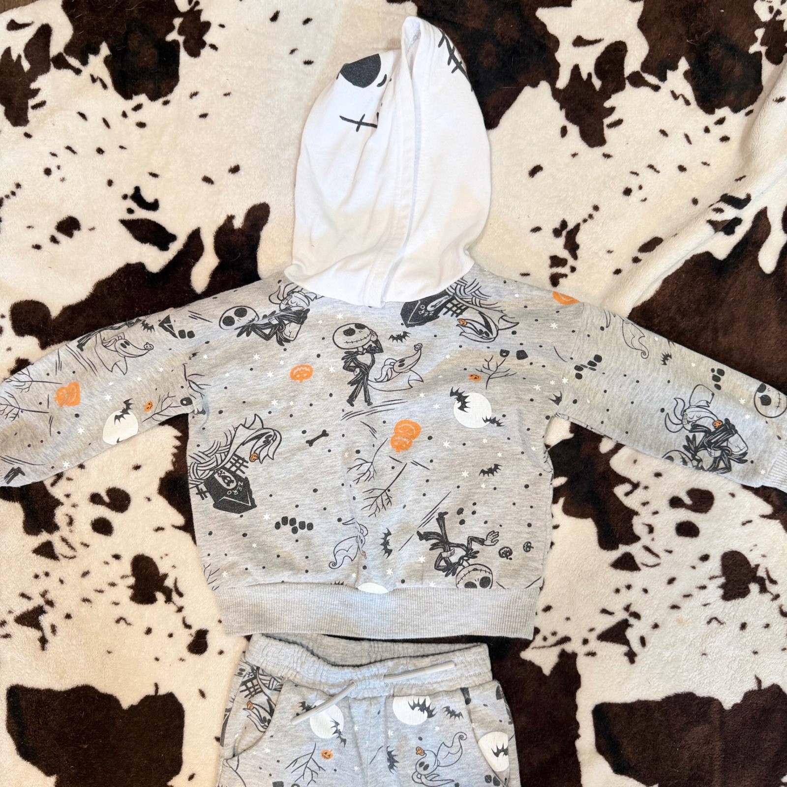 Disney Nightmare Before Christmas Hoodie Jogger Set Toddler 3T Grey Jack Spooky