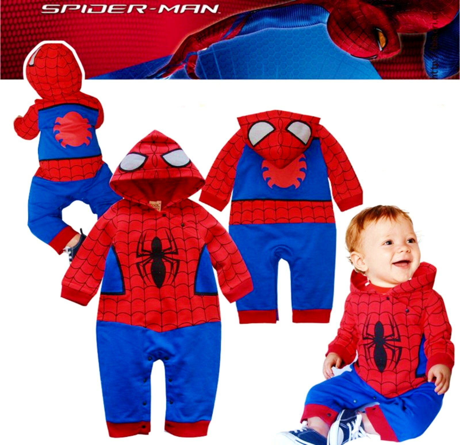 BABY SPIDERMAN Superhero Romper (Ships from USA)