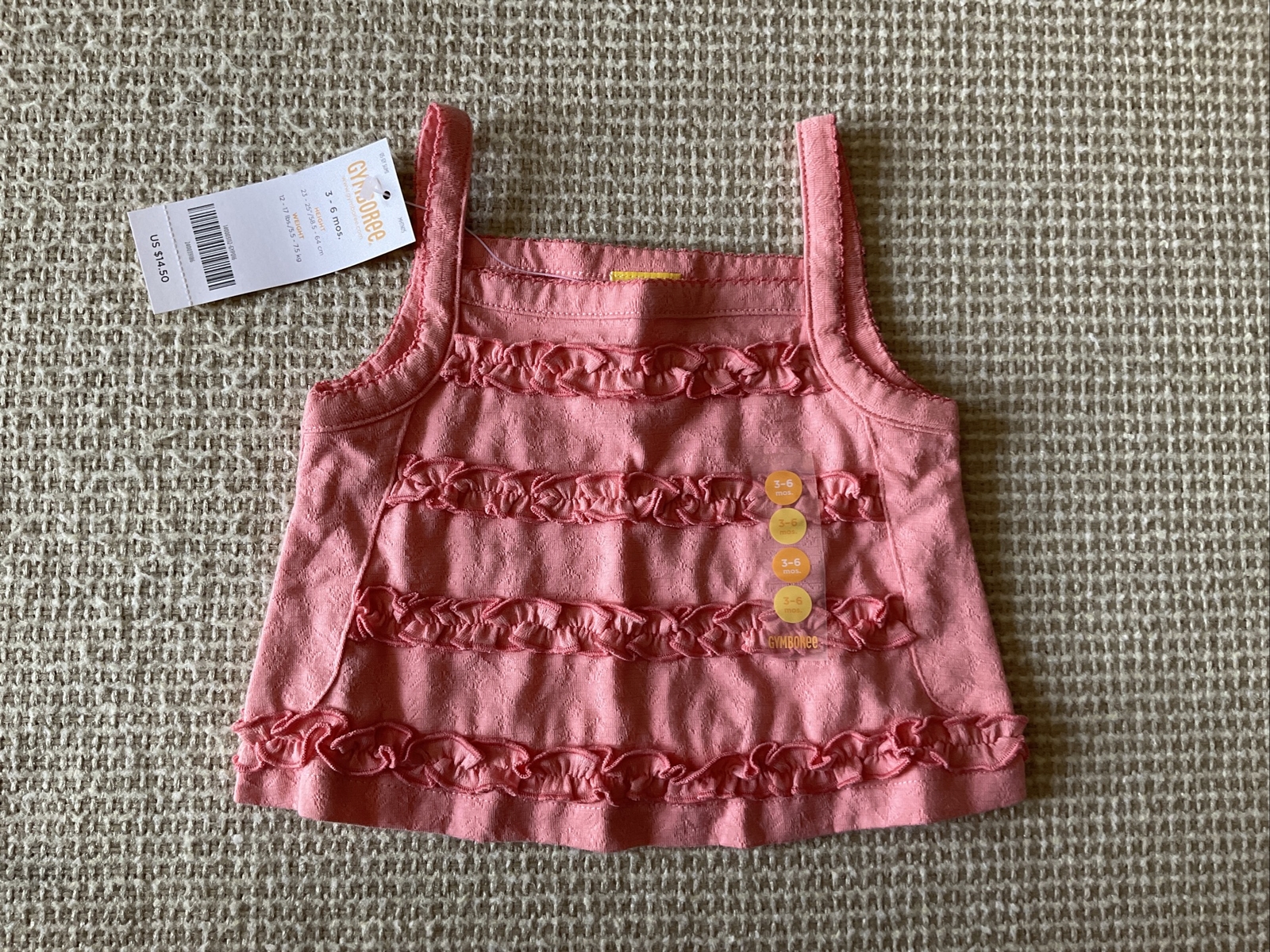 Gymboree Aloha Wahine Coral Tank Capri Pants Hat Socks Outfit Size 3-6 M NWT
