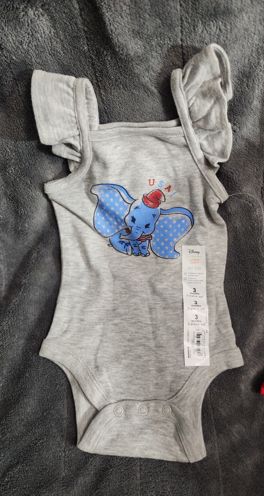 3 Month Sleeveless Body Suit And Shorts. Dumbo