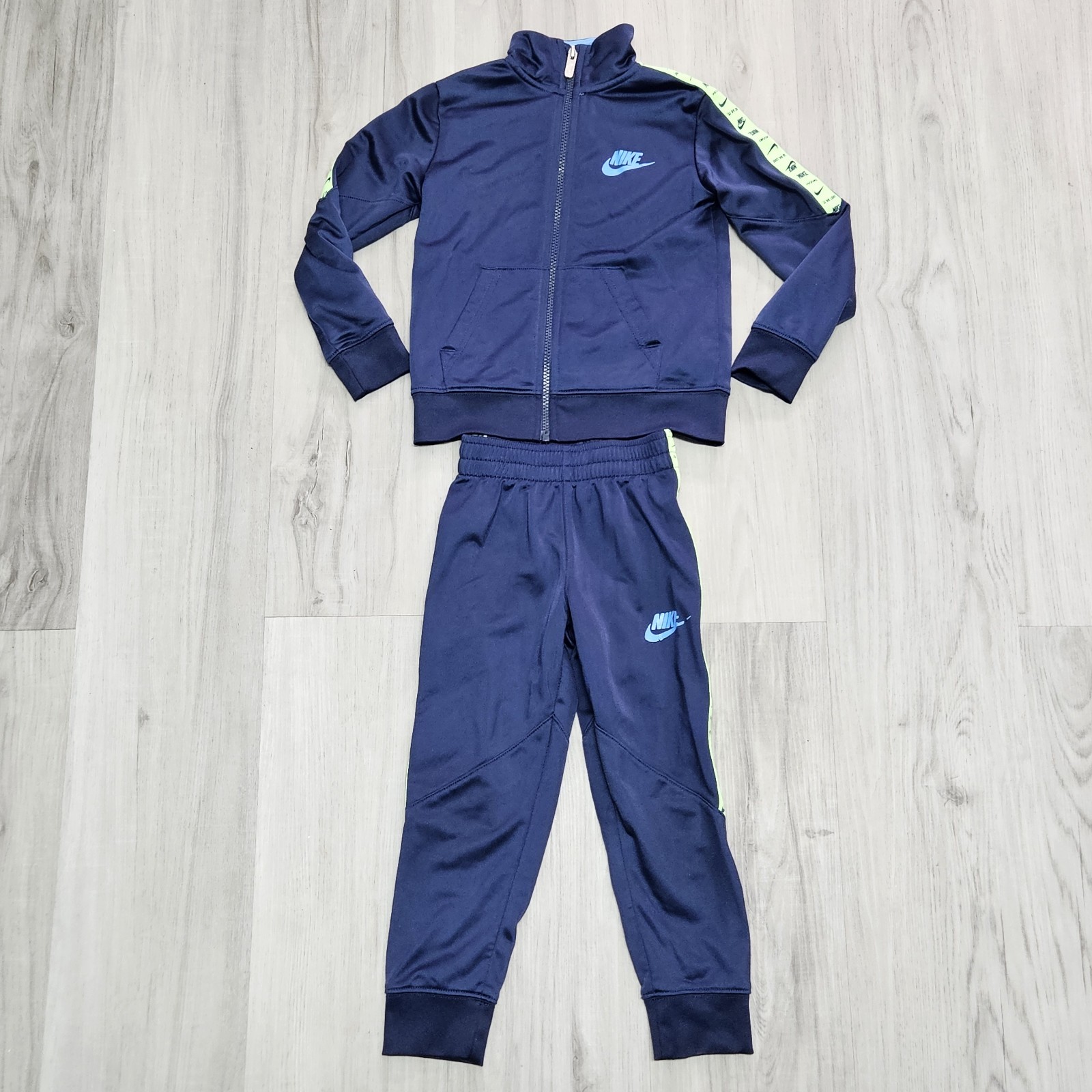 Nike Tracksuit 2 Piece Jacket & Joggers Set Toddler Boys size 4 Blue Full Zip