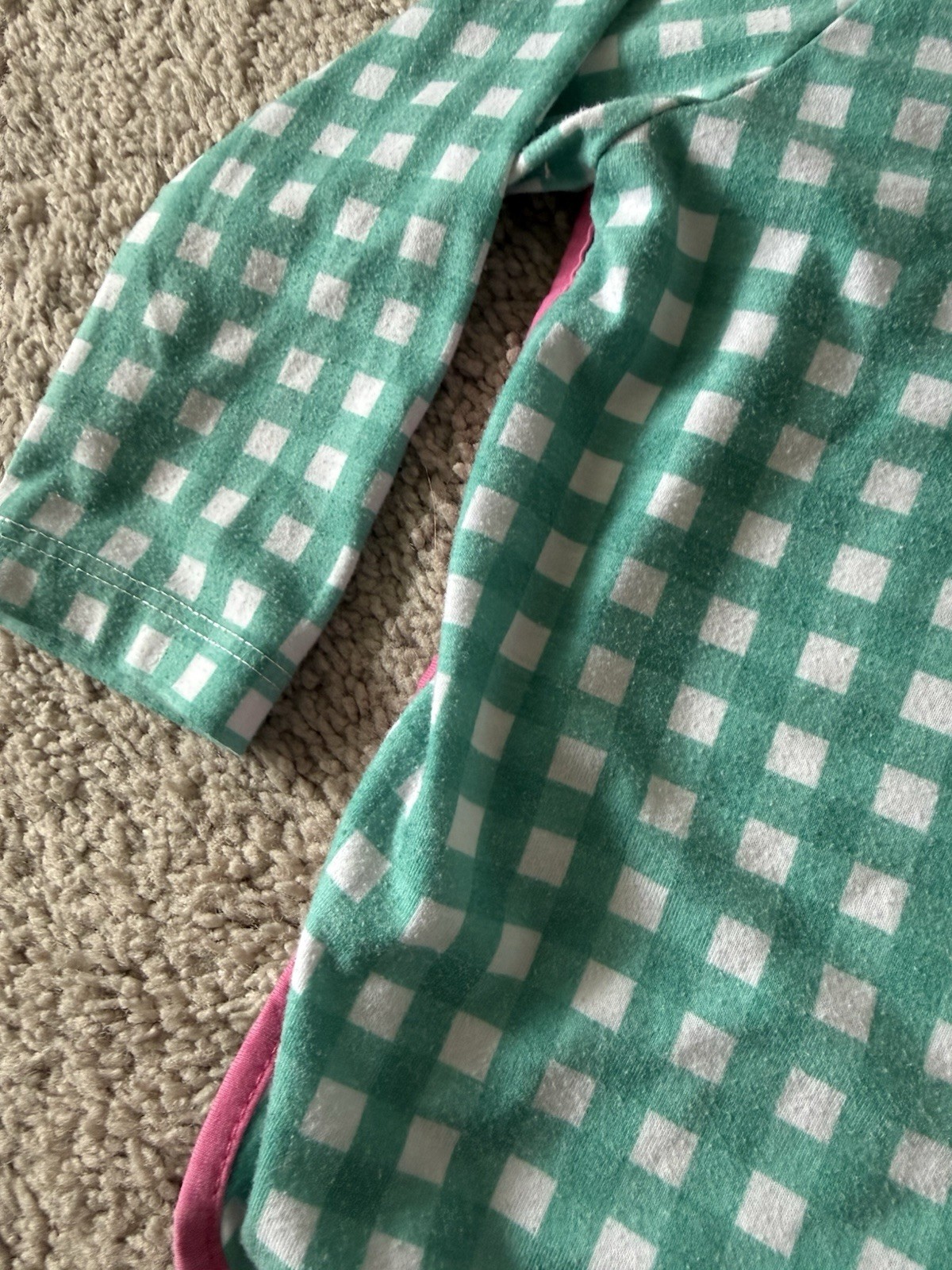 Prodoh Gingham Green Pink White Shorts Shirt Set Girls Toddler Size 2T