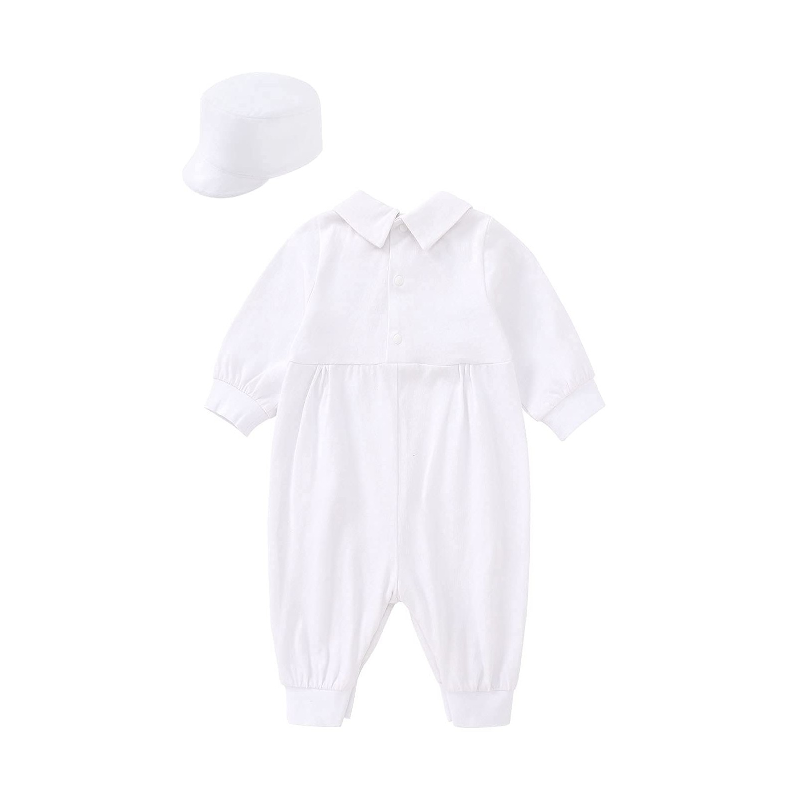 Baby Boys Baptism Outfits Long Sleeve Jumpsuit with Bonnet 2 Pcs Spring Fall …