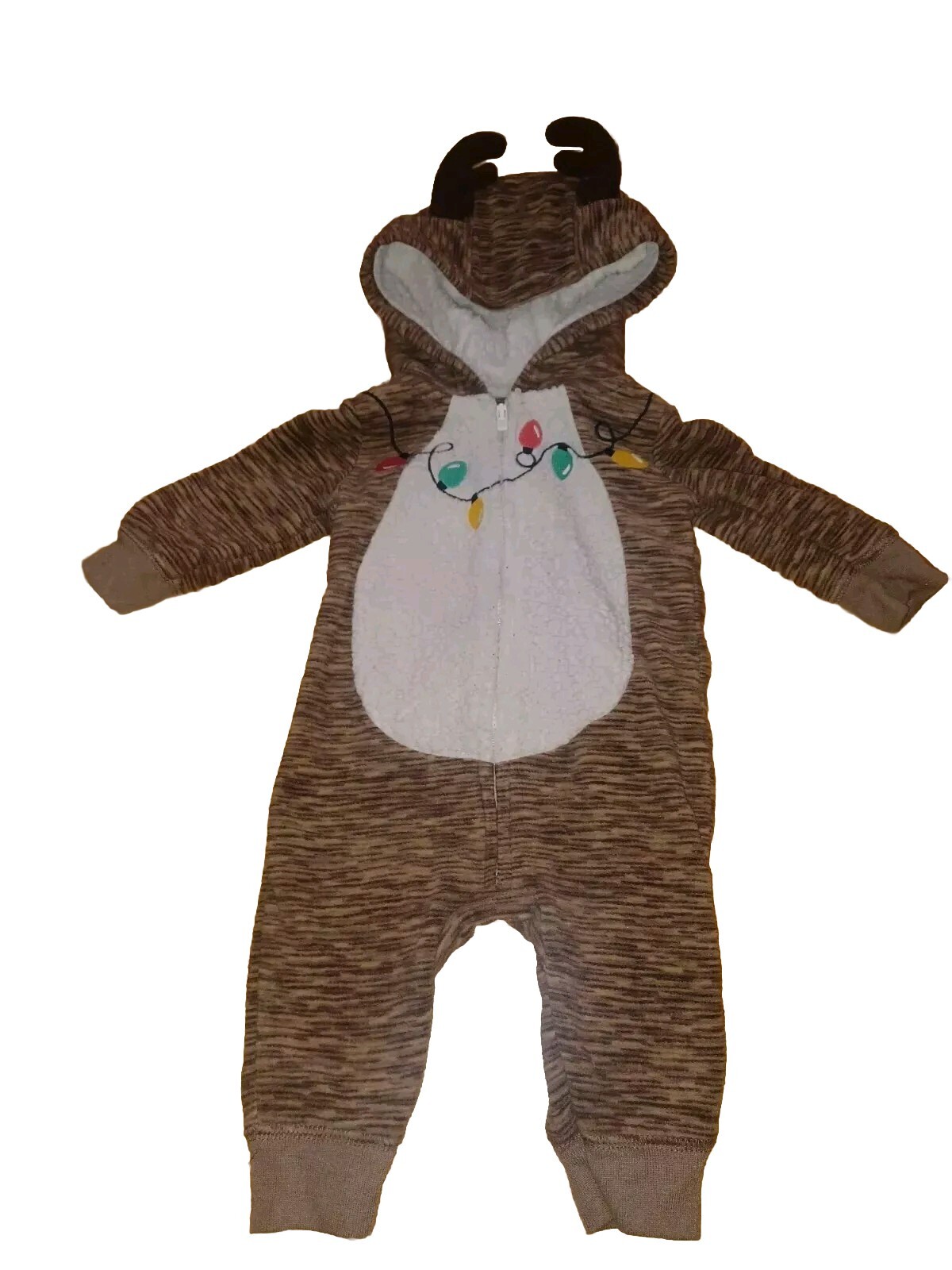 Carters Baby Toddler Unisex One Piece Reindeer Hooded Outfit – Zipper Closure