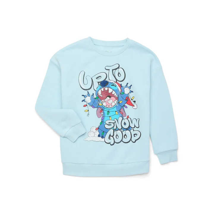 Lilo And Stitch Boys Set Size M 8 Winter Sky Christmas Sweatshirt Joggers 2 Pc