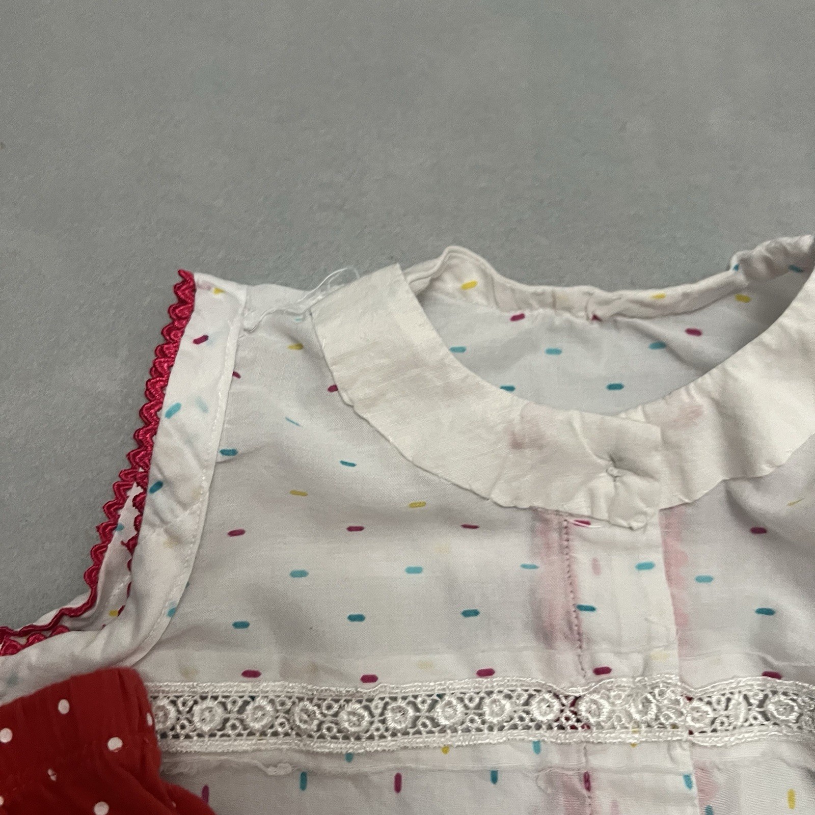 Baby Girl 9M Handmade White Red Polka Dot Tunic With Coordinating Bloomer