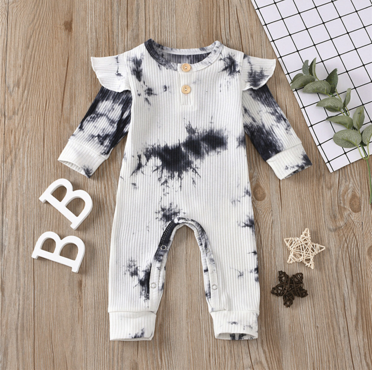 BABY GIRL BLACK & WHITE TIE DYE JUMPSUIT ~ NEW!
