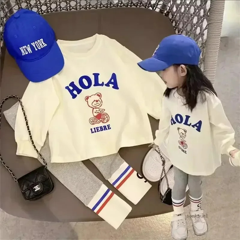 2026 Autumn Children’s Fashionable Sports Set Baby Girl Sweater + Leggings