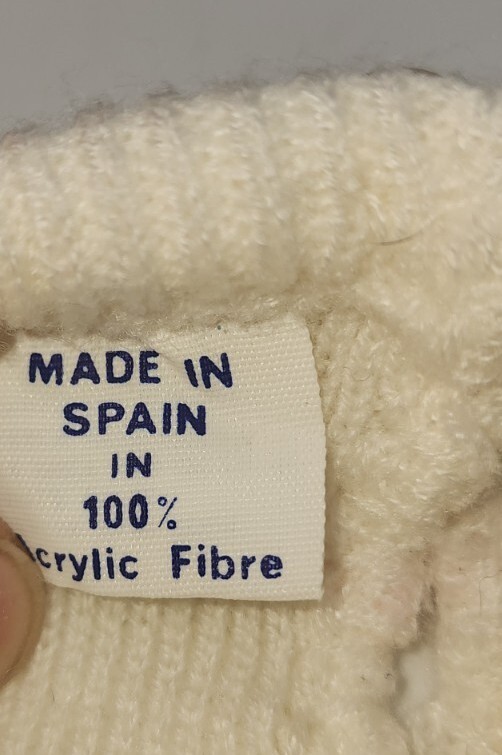 Small Creations White Knit Dress Pink Scalloped Edge Buttoned Back Made In Spain