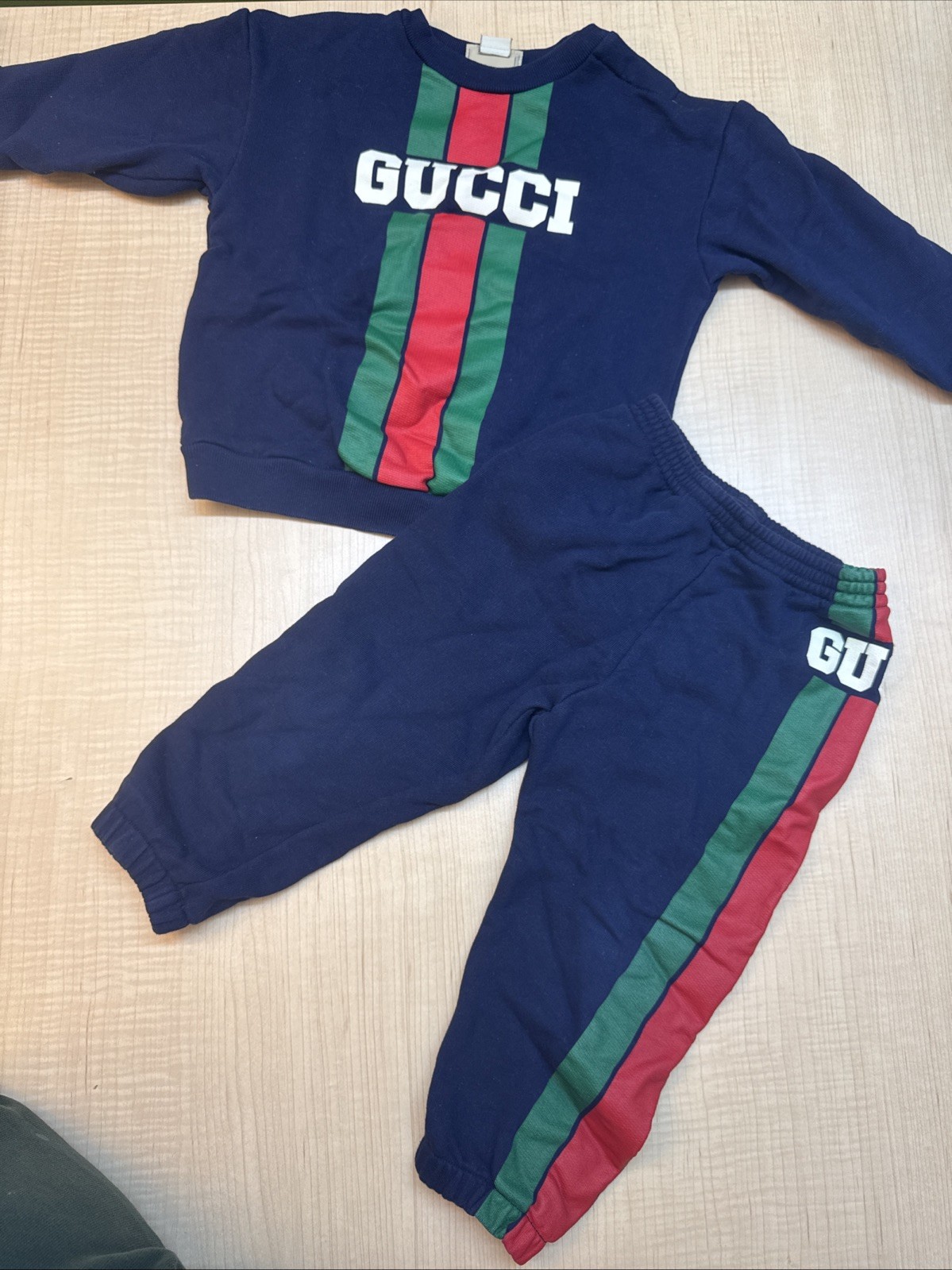 Gucci Baby Jogging Set Navy Blue Red Green 36 Month