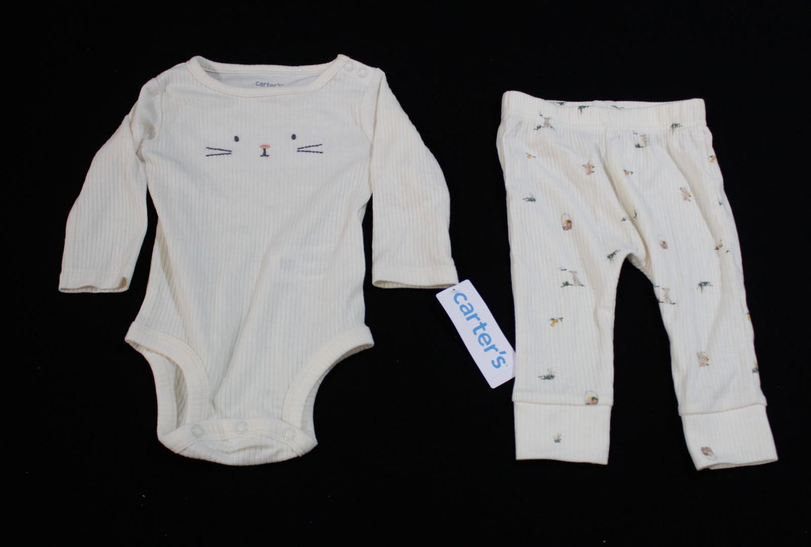 Carter’s Unisex Baby’s 2-Piece Long Sleeve Ribbed Pant Set AR8 Ivory Size 6M