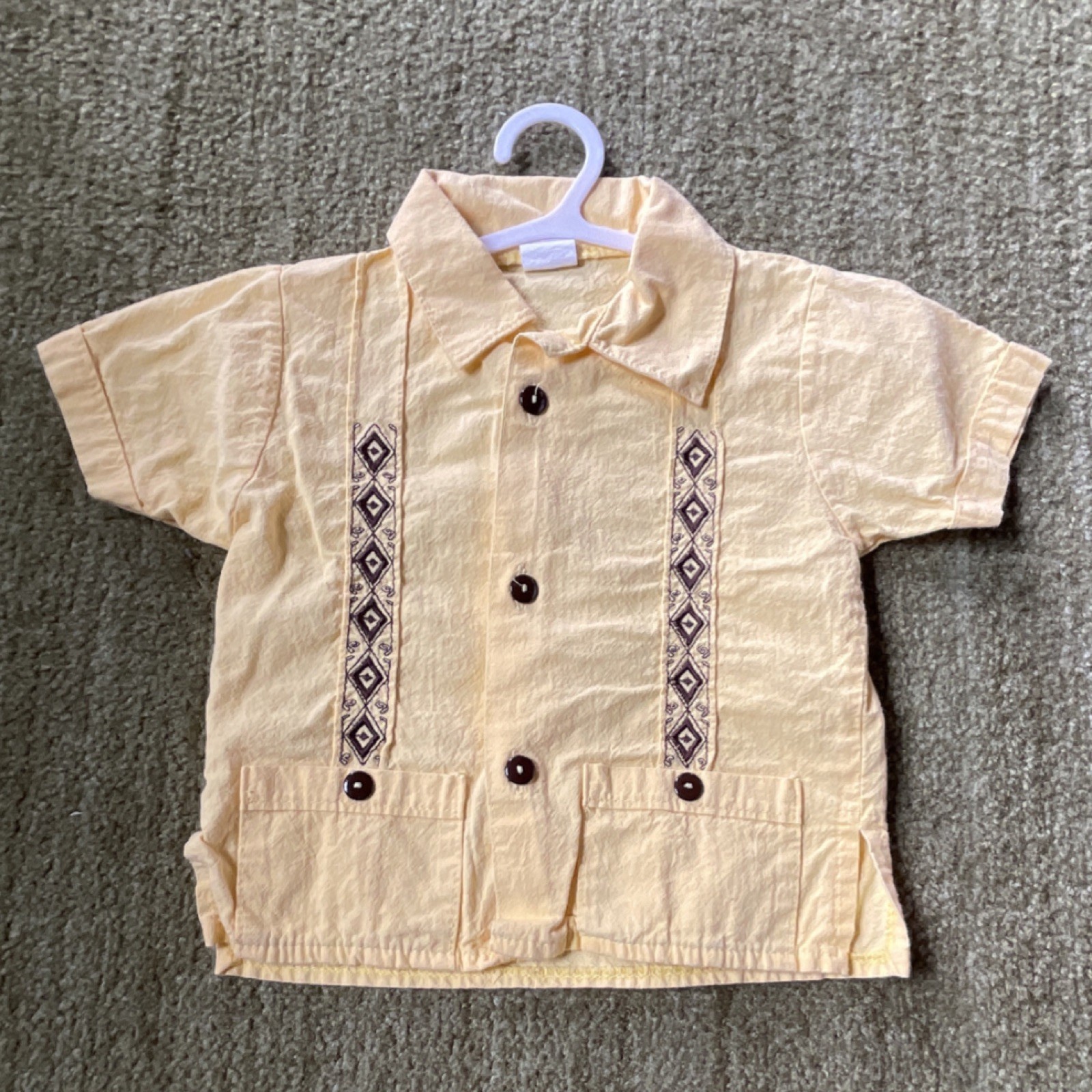 Yellow Button up Short Sleeve Shirt.