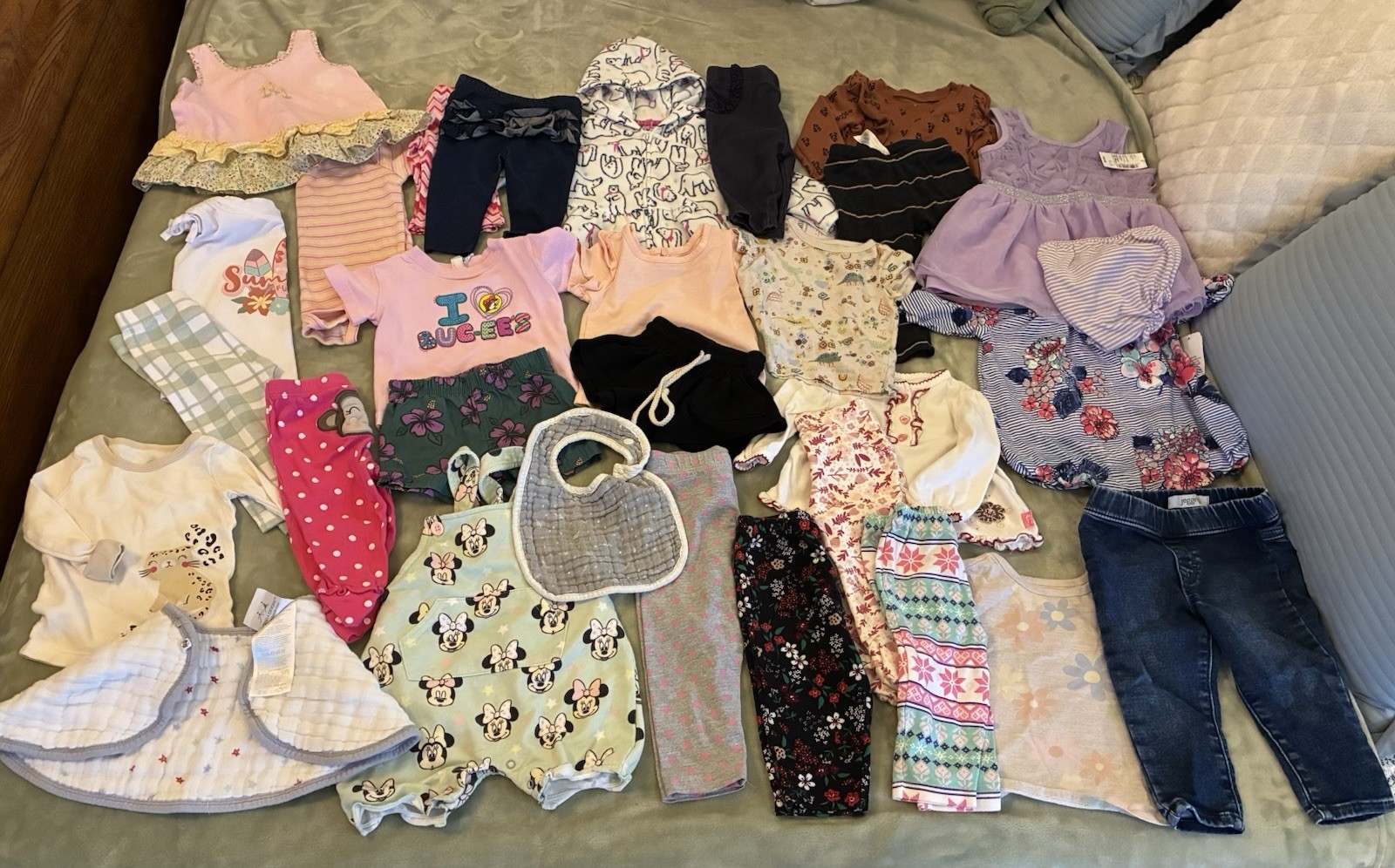 Baby girl Sizes 6-12 Months Clothing Bundle 24 Pieces Different Brands